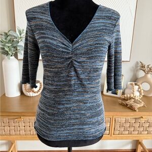 A. Byer Blue and Brown Knit Top Size L